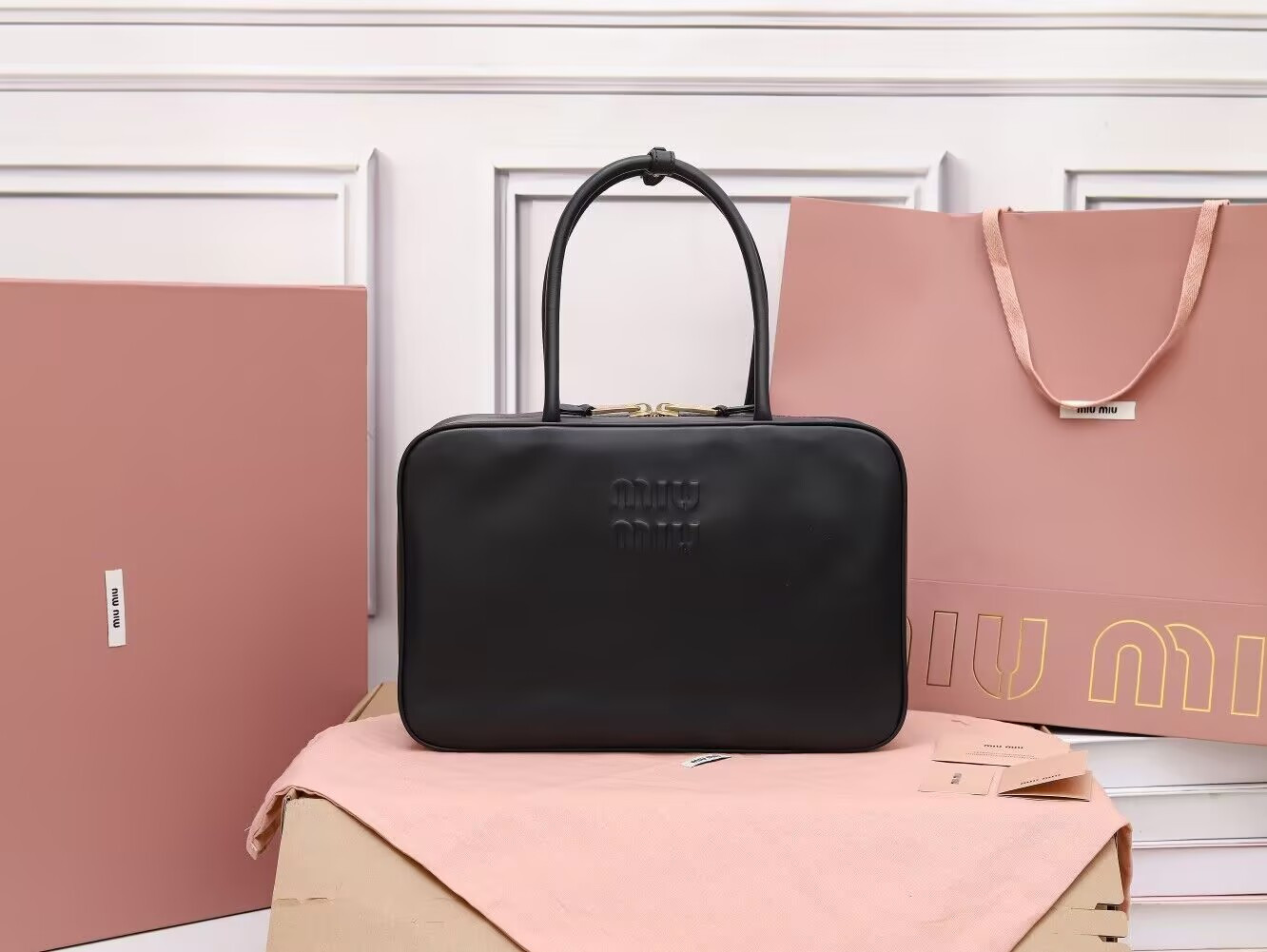 Miu Miu Leather Beau Bag 34x23x12cm