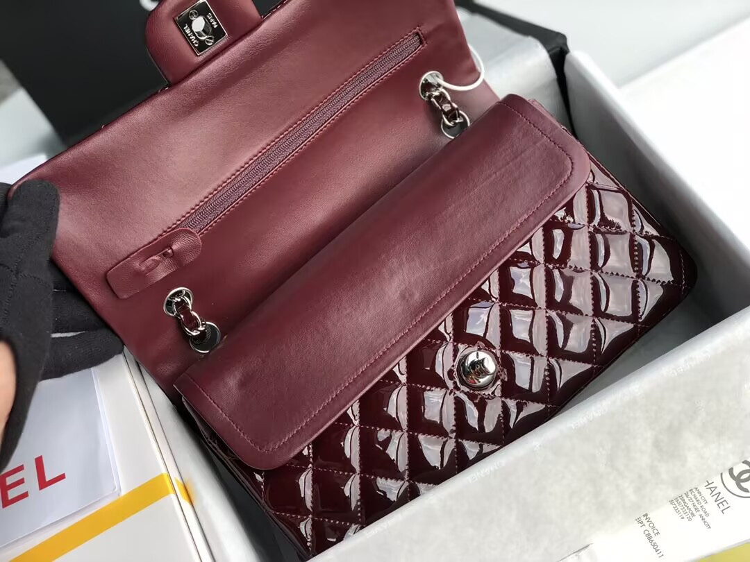 Ch*el  classic flap bag burgundy 25cm