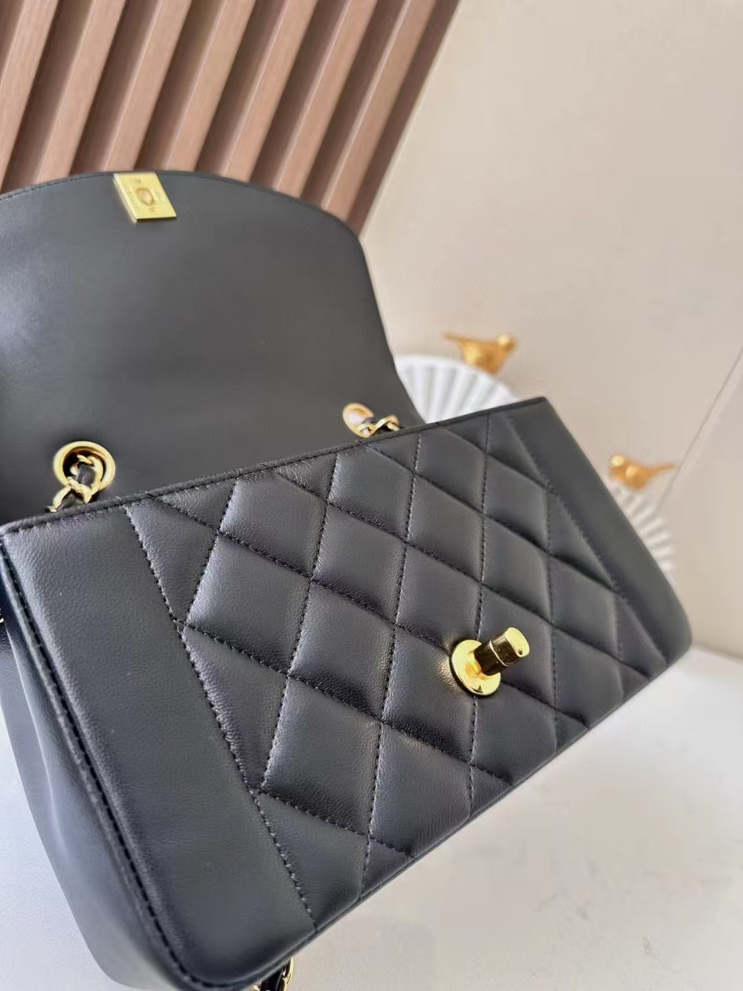 Ch*el small diana flap bag lambskin gold hardware 22.5x14x7cm