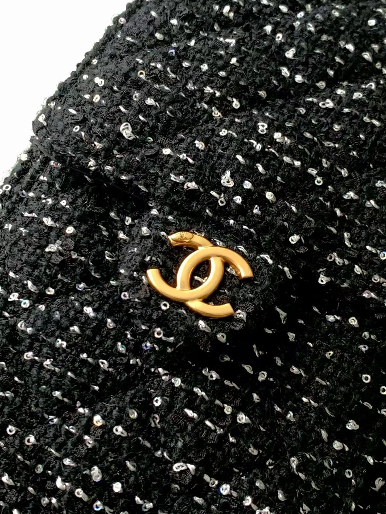 Ch*el 25 bucket tweed bag 26x30x14cm