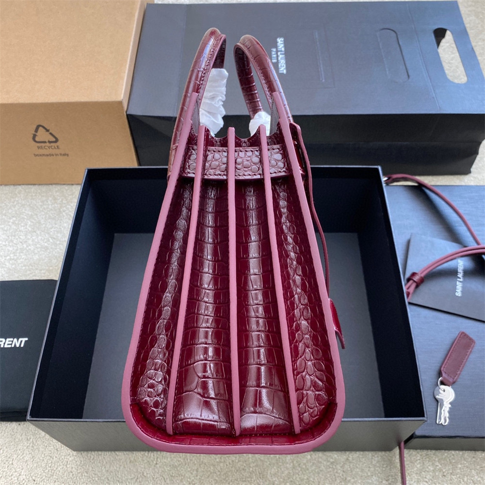 Y*L sac de jour baby in crocodile embossed leather red