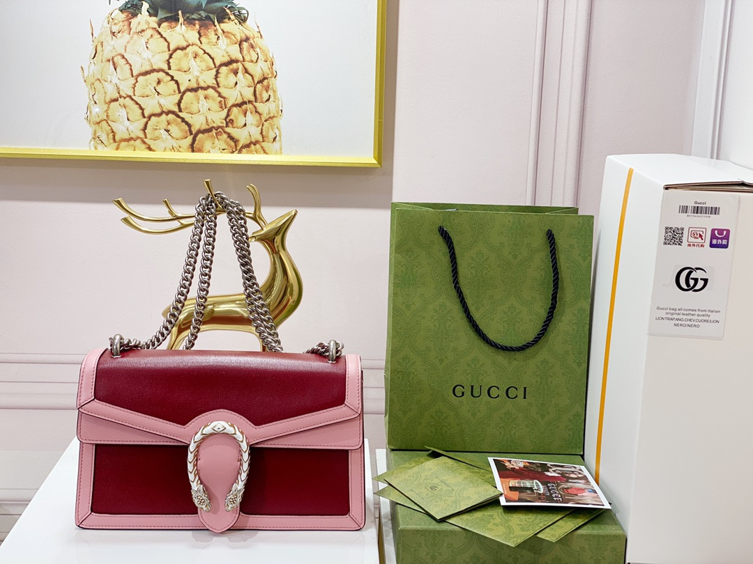 G*u*i dionysus small shoulder bag pink red 11"wx7"hx3.5"d