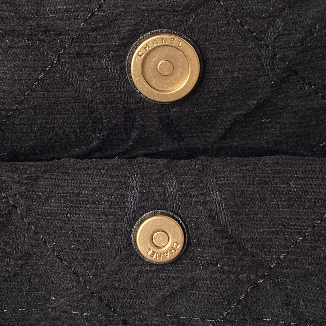 Ch*el 22 small handbag velvet black 13.7×14.4×2.7 in