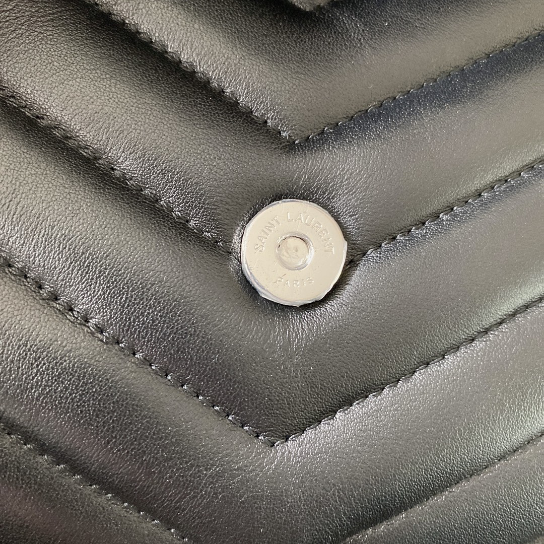 Y*L loulou medium in quilted leather black silver 12.5 x 8.6 x 3.5 inches