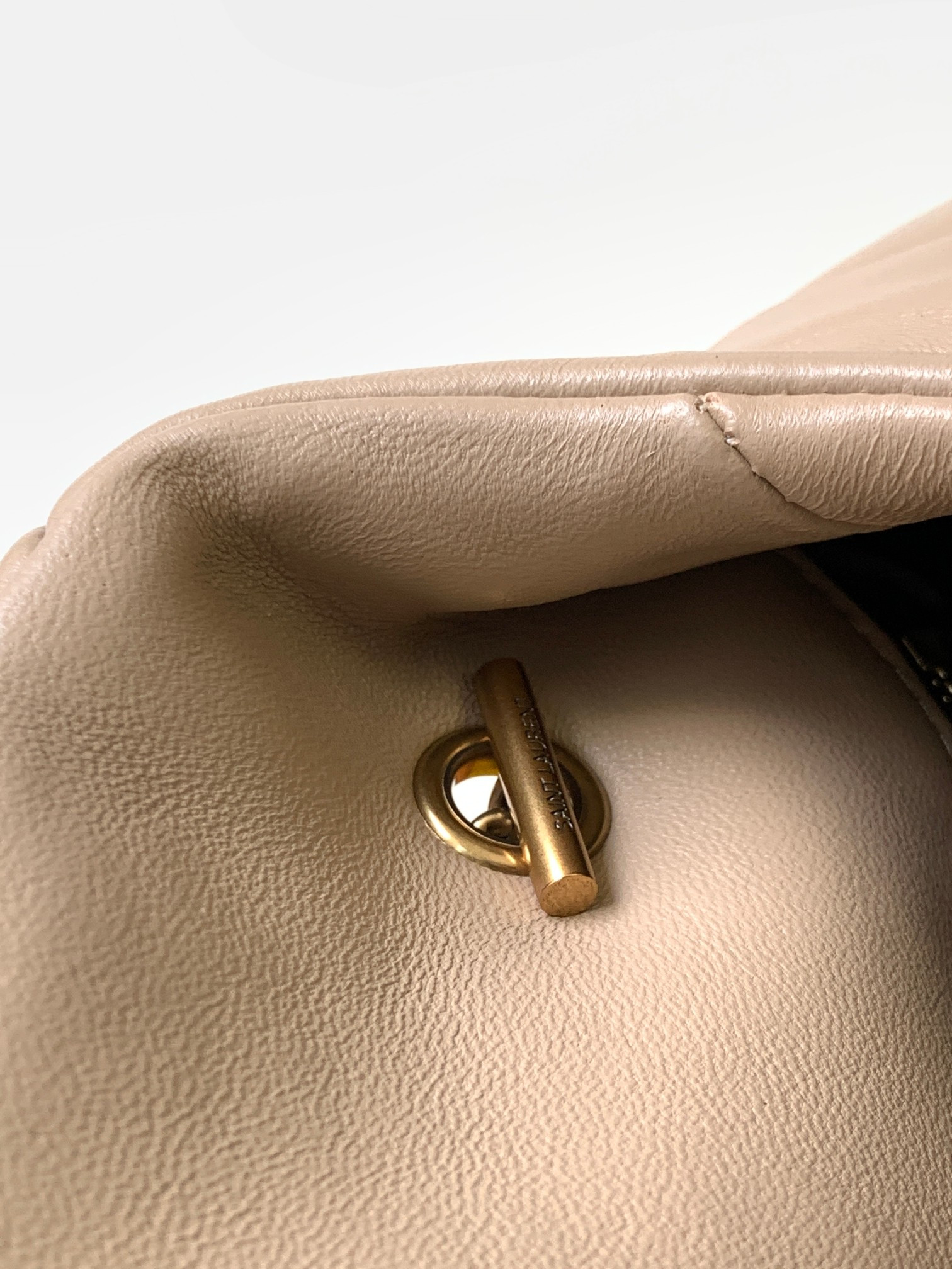 Y*L puffer medium in nappa leather dark beige 13.7 x 9 x 5.3 inches