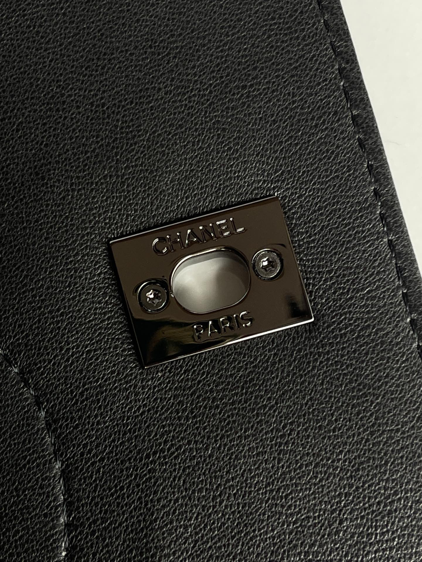 Ch*el flap bag with top handle 6.6 × 9.8 × 4.7 in