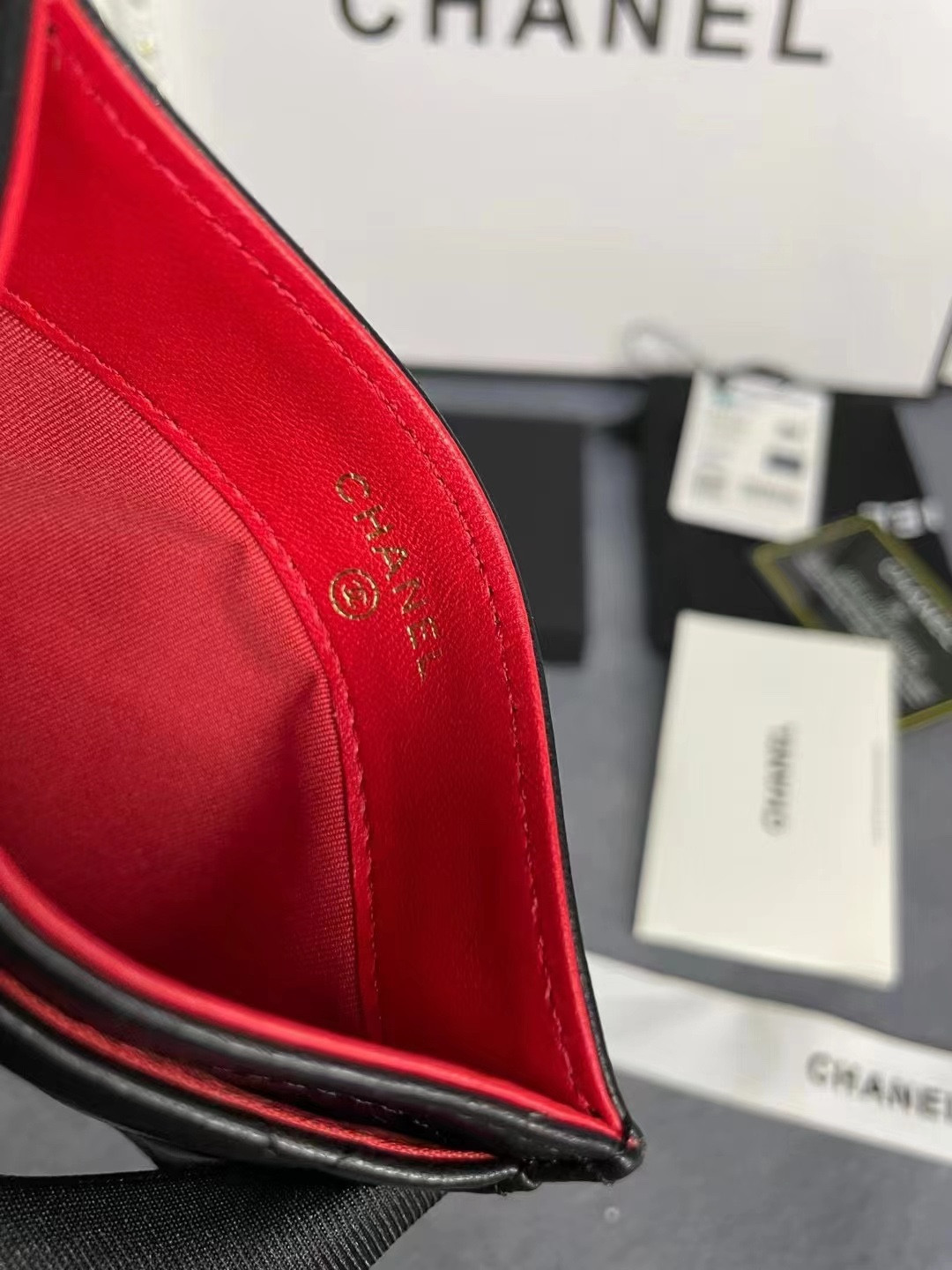 Ch*el card holder 11.2×7.5×0.5cm