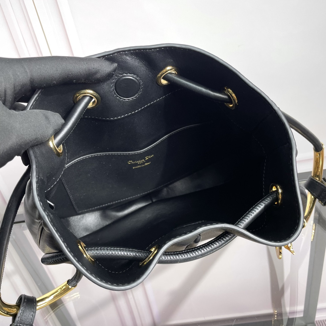 medium D*or nolita bag  black calfskin 11 x 10 x 2 inches