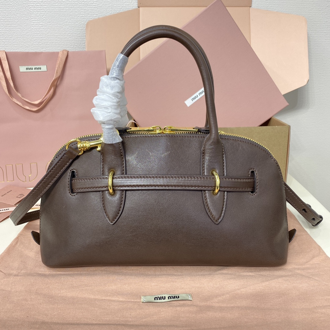 Miu Miu Aventure nappa leather top-handle bag 17x33x11cm