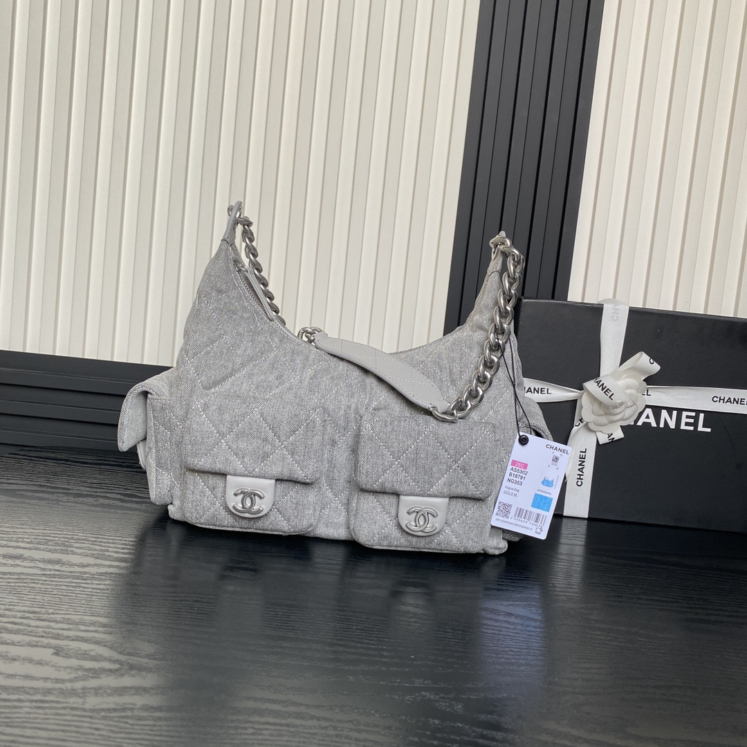 Ch*el 25c maxi hobo bag 27×35×18cm