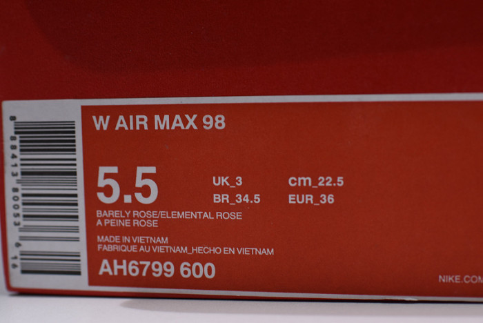 nike air max 98 barely rose ah6799-600